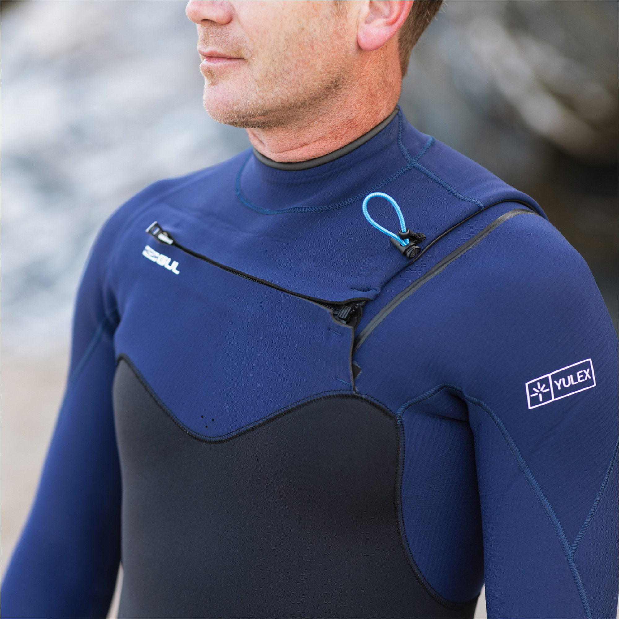 2026 Gul Mens Yulex Flexor 4/3mm Chest Zip Wetsuit FX1220 - Black / Blue